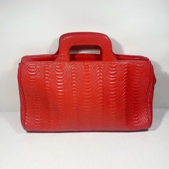 HOBO International Peach Patent Leather Quilted Clutch Tote Handbag - Picture 1 of 8